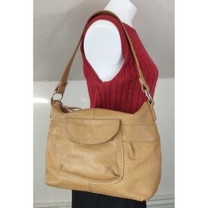 Relic by Fossil Genuine Leather Mustard Leaf Embossed Handbag in Great Condition